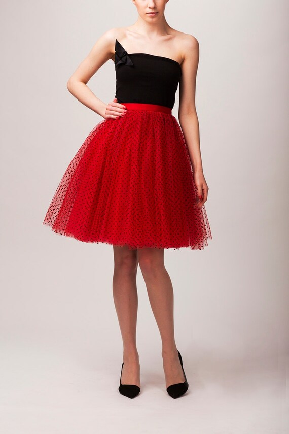 Items similar to Red tulle skirt, Handmade tutu skirt, High quality ...
