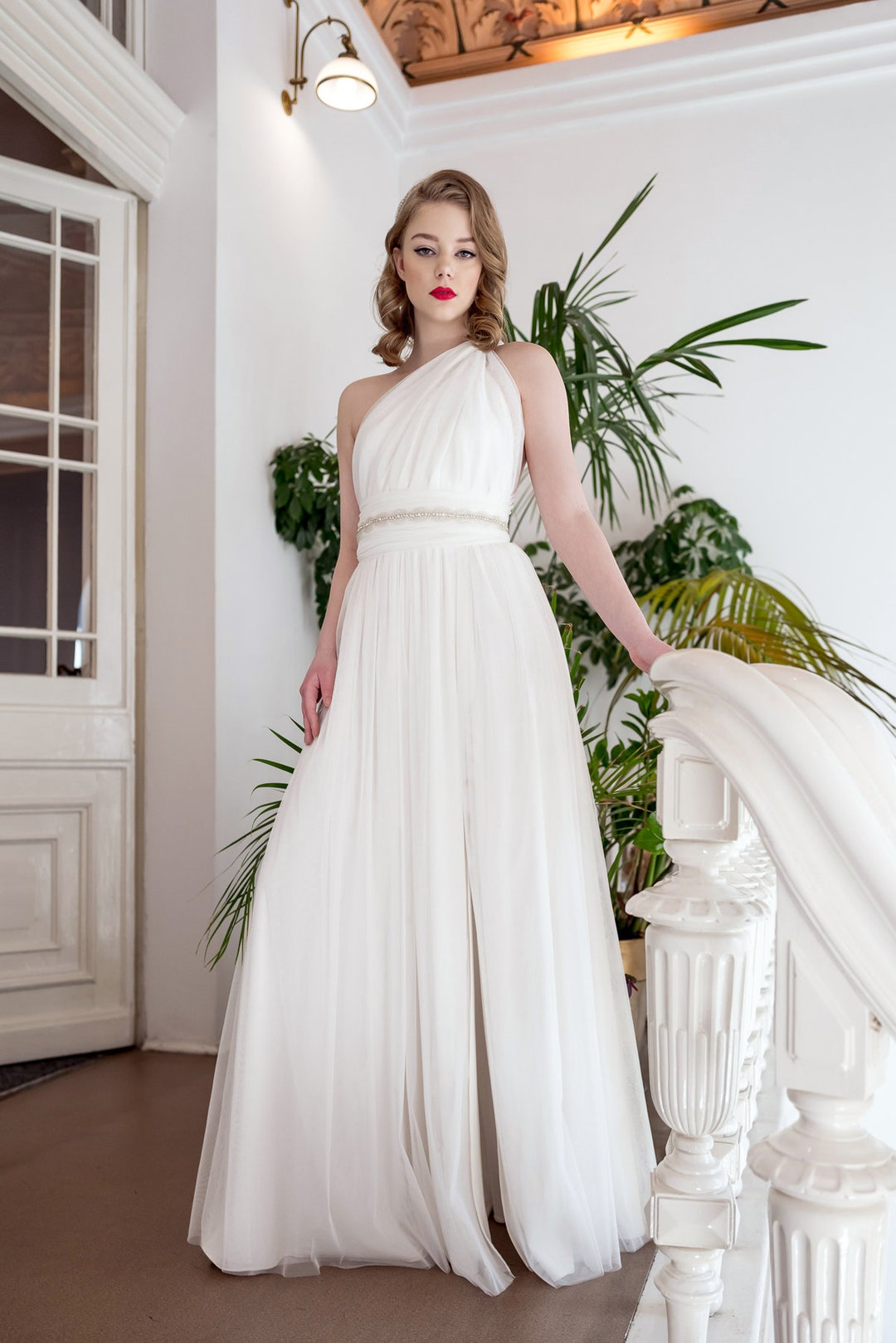 Abito da sposa in tulle con spacco, lunghezza Abito da sposa