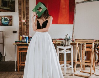 wedding skirt -maxi bridal skirt - skirt with pockets - wedding dress with pocket - wedding skirt with a train - bridal separates skirt