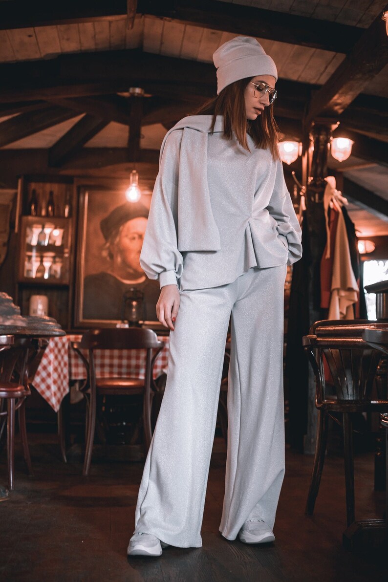 Wide leg grey sweatpants