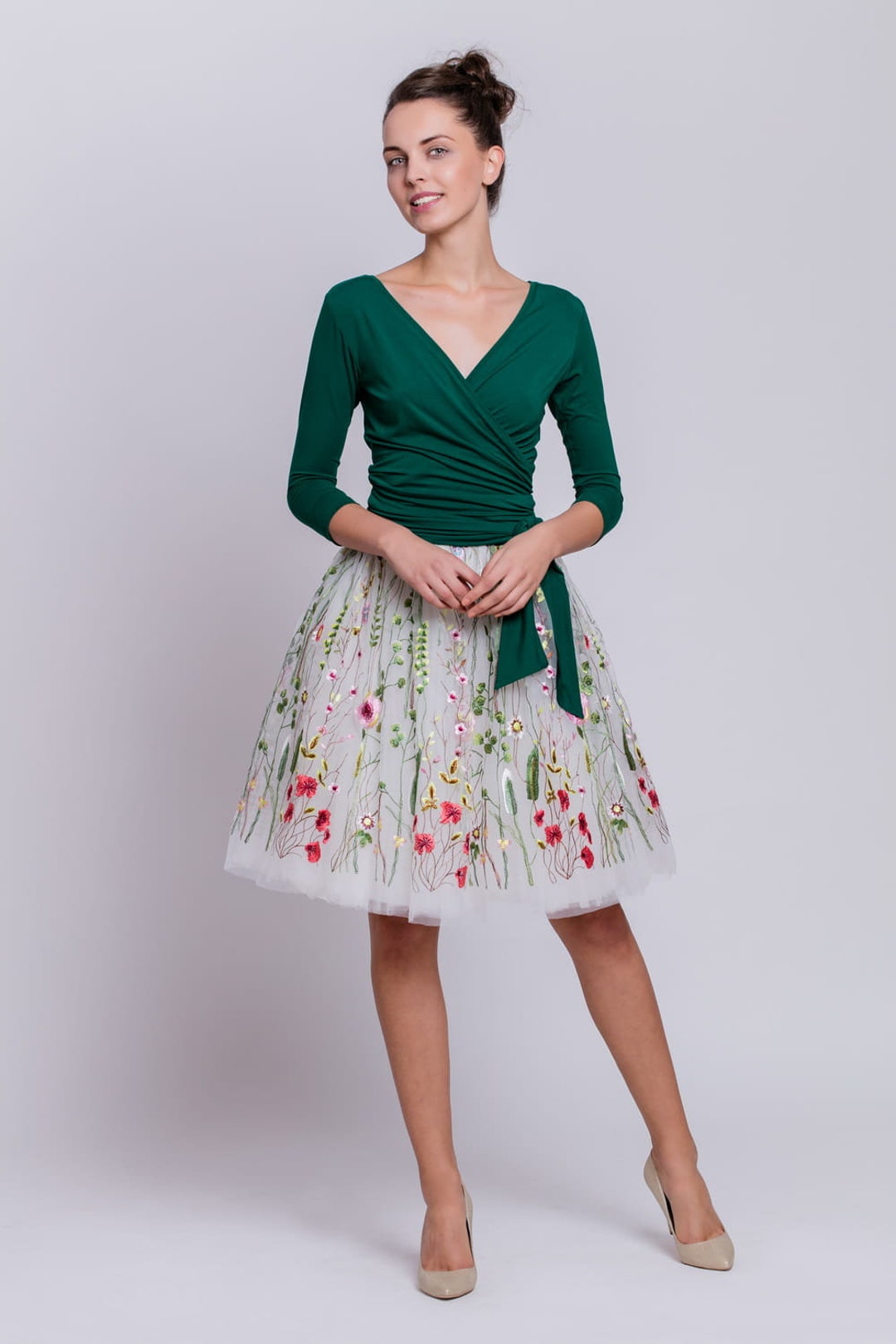 Floral Ebroidered Tulle Skirt, Floral Tulle Skirt, Romantic Skirt, Boho ...