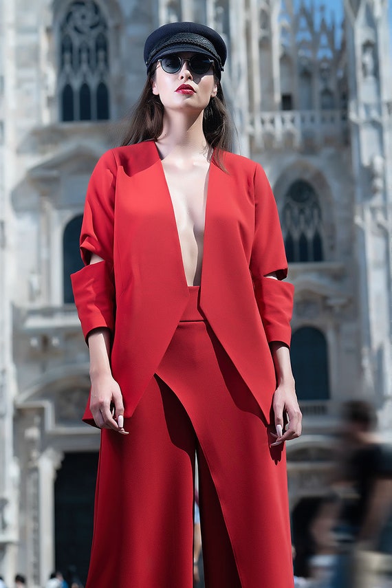 Veste blazer femme rouge new arrivals