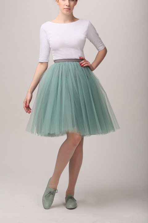 Grey mint tutu skirt Handmade tulle skirt High quality