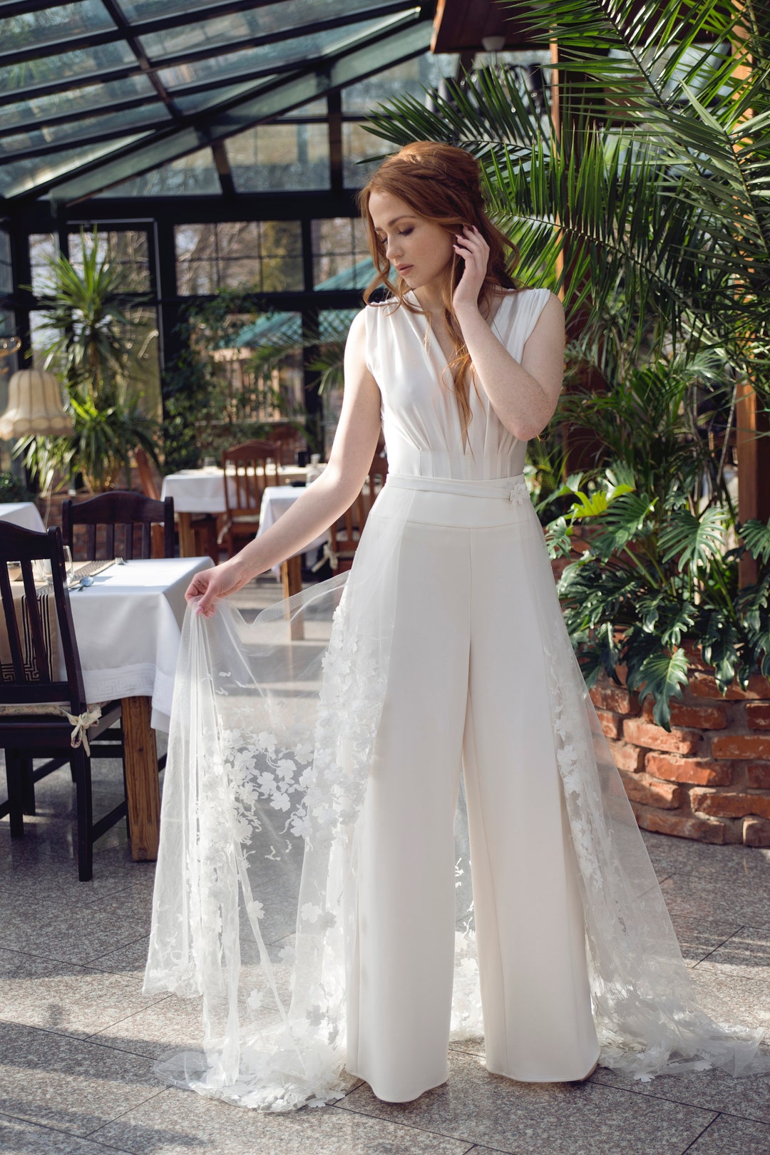 lerure 　結婚式ドレス　highwaist wide pants セール】Frilled highwaist wide pants（パンツドレス）｜LE