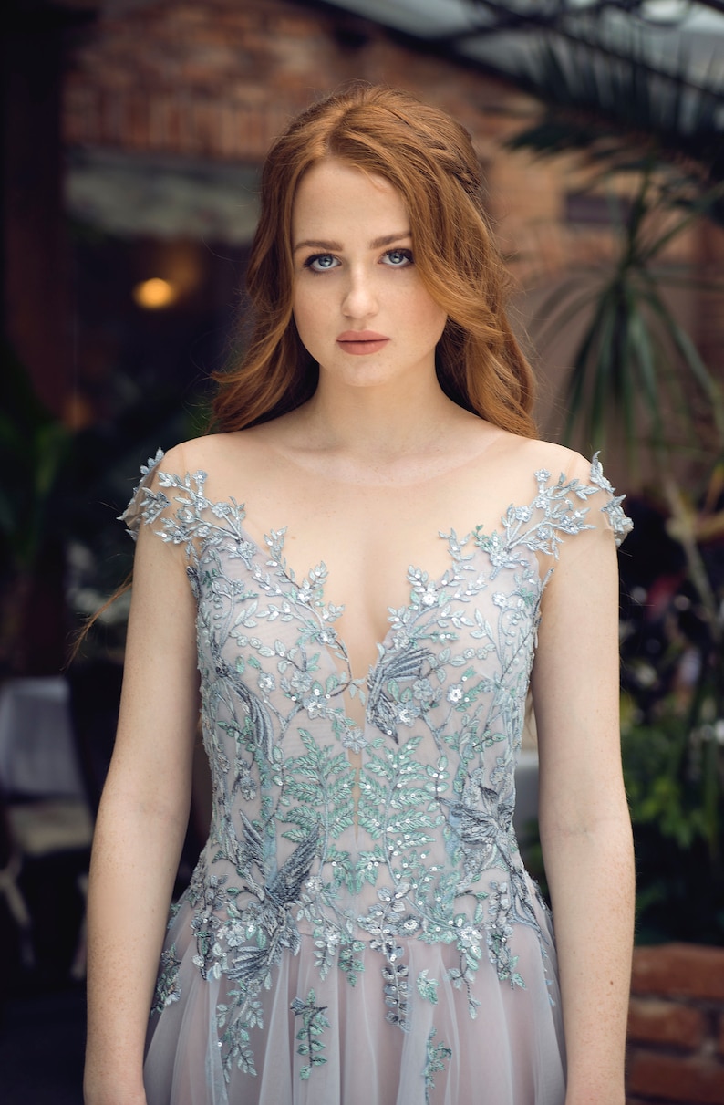 Floral Wedding Dress Colorful Wedding Dress Tulle Wedding Etsy