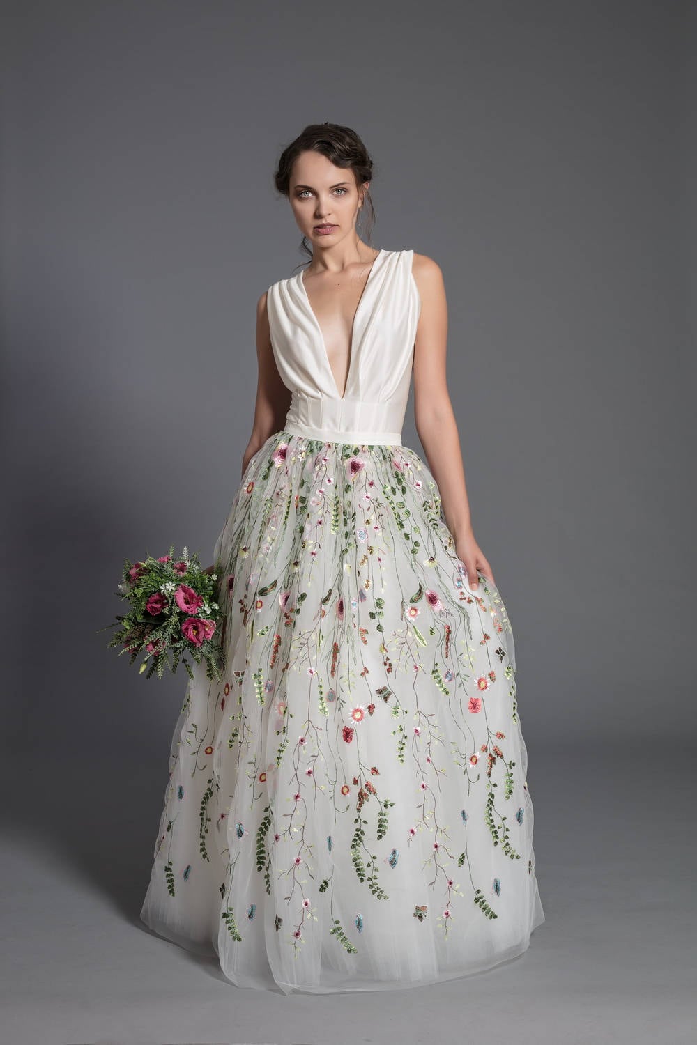 1900s Embroidered White Tulle Skirt
