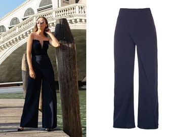 High waisted pants, palazzo pants, high waisted wide leg pants, elegant trousers, trousers with pockets, evening pants