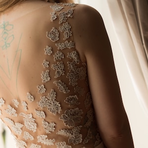 cappucino lace wedding bodysuit - wedding lace bodysuit - boho bridal top - boho wedding separates - wedding two piece gown