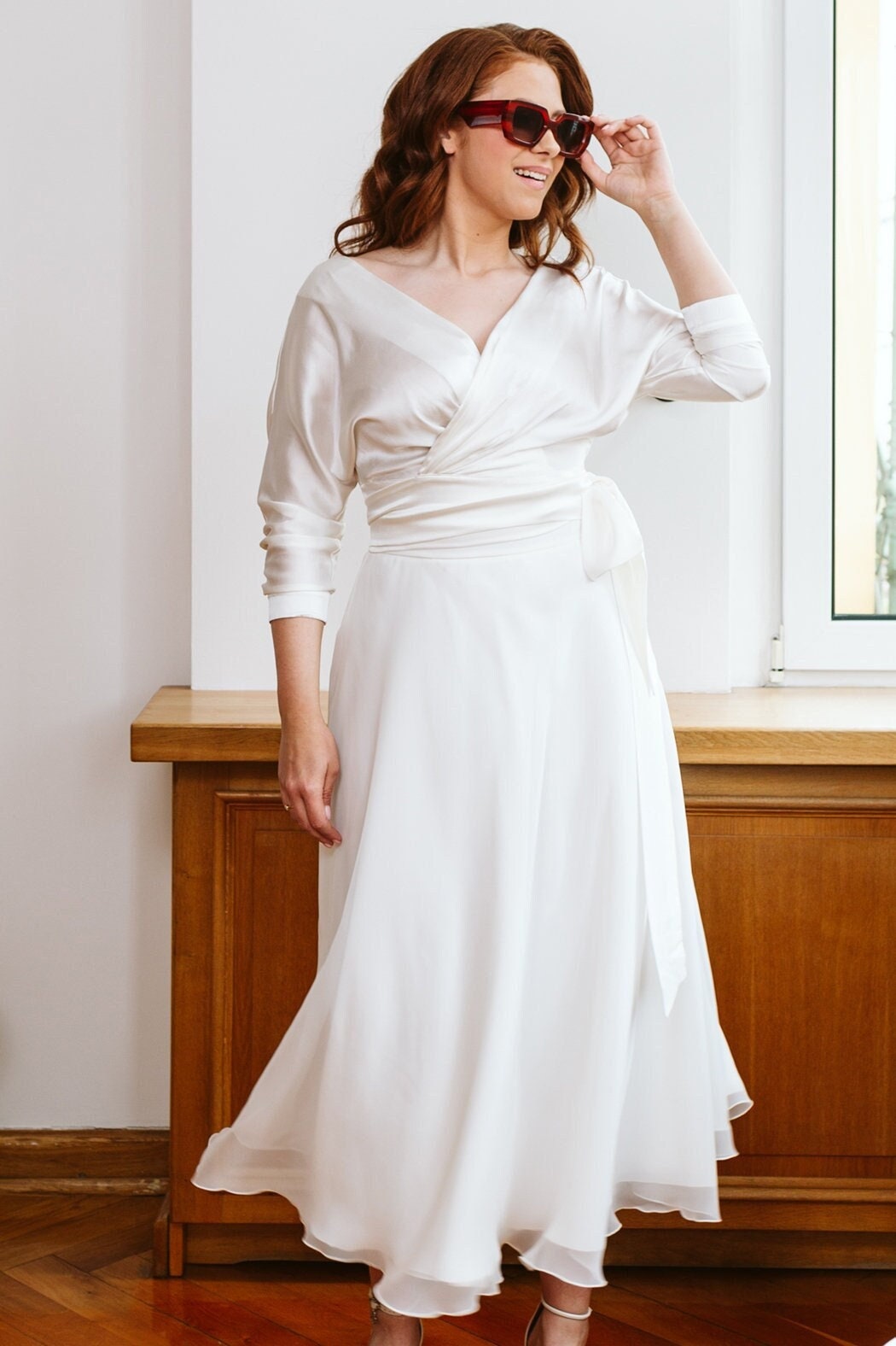 satin blouse dress Boat Neck Satin Blouse
