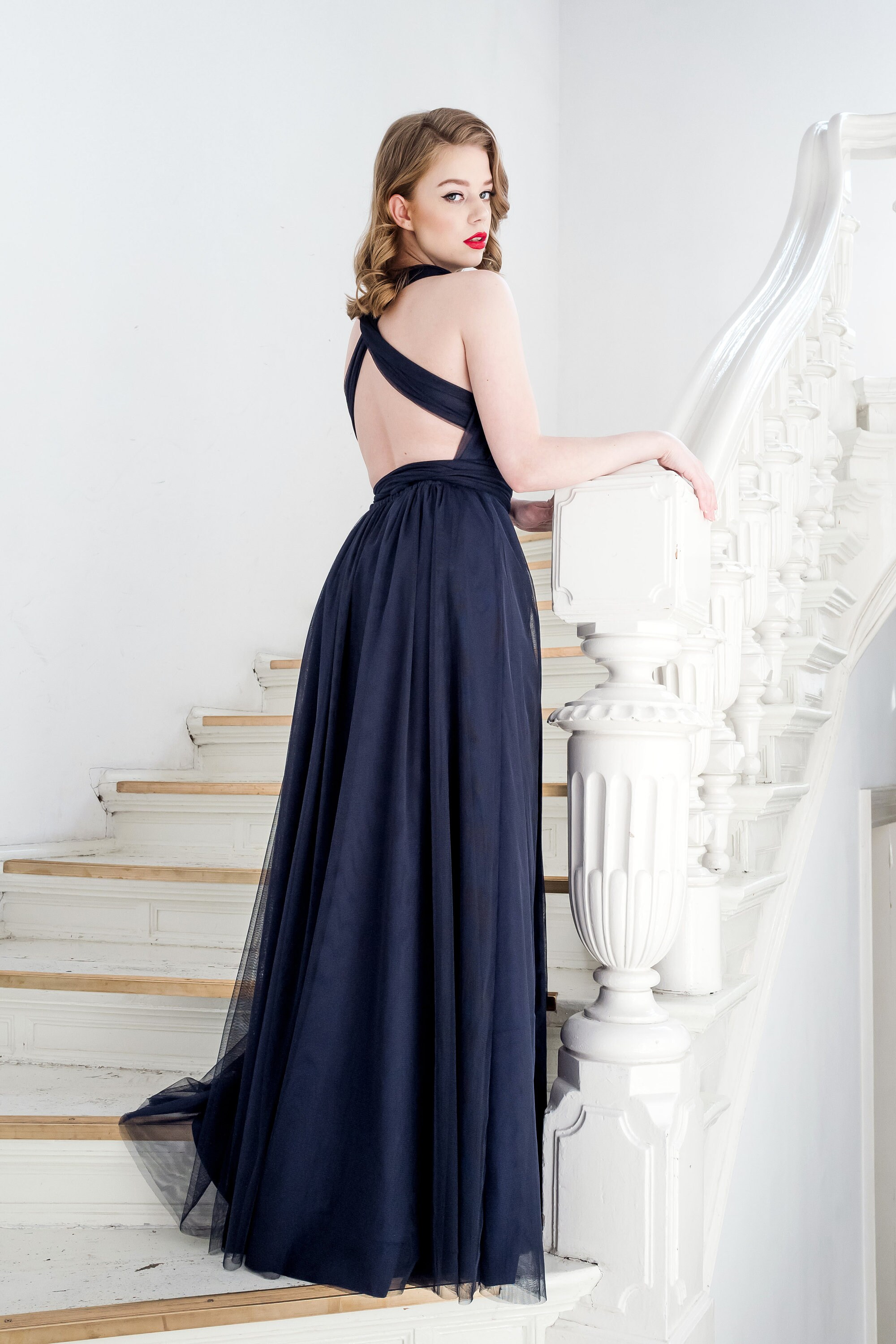 Luxury tulle infinity dress, maxi length. Multiway bridesmaids dress. Convertible gown.