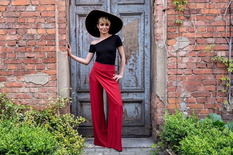elegant trousers trousers with pockets evening pants high waisted wide leg pants High waisted pants palazzo pants