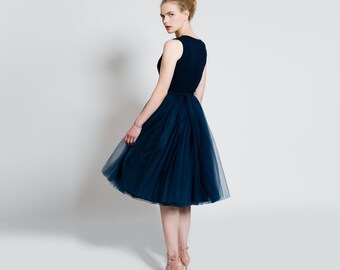 Jupe en tulle bleu marine tutu adulte robe de demoiselle d honneur jupe longueur the en tulle jupe longueur mollet tenue de fete jupe jupon Etsy France