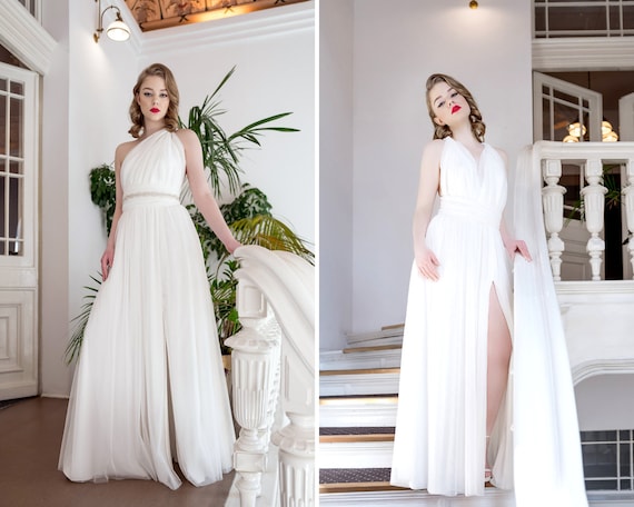Wedding Tulle Dress With A Slit Maxi Length Multiway Bridal Etsy