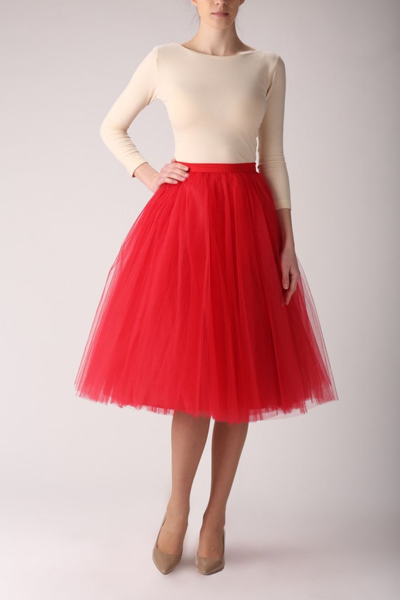 red tulle mini skirt