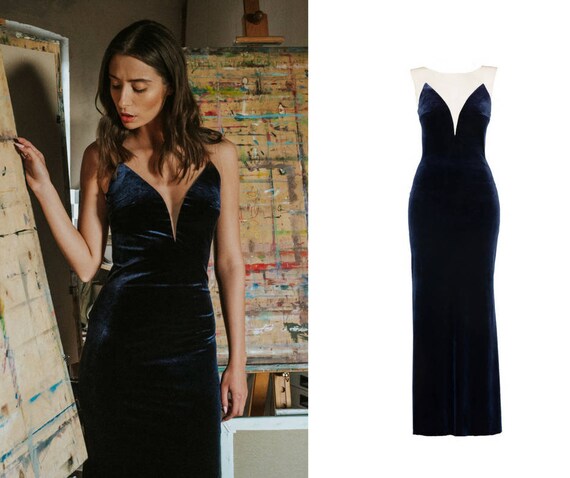 Formal Velvet Maxi Dresss Evening Bodycon Dress Sexy Floor Etsy