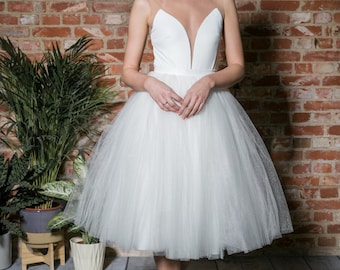 Jupe en tulle écru parfaite pour un mariage civil, robe de mariage