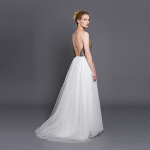Maxi tulle skirt with a train - wedding separates - tulle skirt with a train - wedding gown - bridal separates - two piece wedding dress