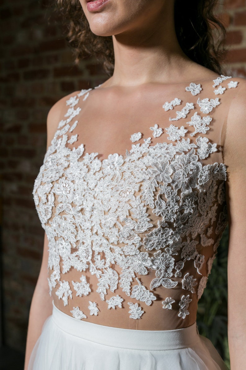 tight fitting lace top wedding separates Lace wedding bodysuit romantic lace blouse bridal top wedding bodysuit