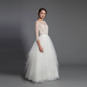 Maxi tulle wedding skirt- ecru floor length skirt - ecru maxi skirt, wedding gown, bridal skirt - elegant bridal dress - white