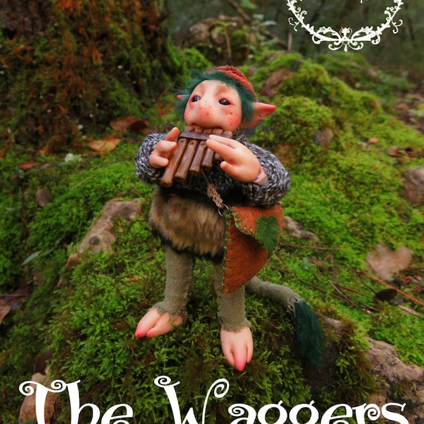 Faerie Creatures. Musician Forest Wagger- Pan Flute  .Fantasy Art doll.