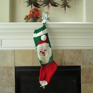 Personalized Hand-Knitted SANTA CLAUS Christmas Stocking