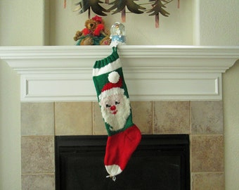 Personalized Hand-Knitted SANTA CLAUS Christmas Stocking