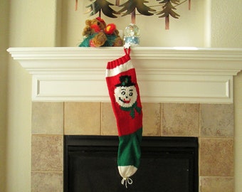 Personalized Hand-Knitted SNOWMAN Christmas Stocking