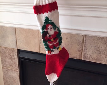 Personalized Hand-Knitted SANTA and CHRISTMAS TREE Stocking