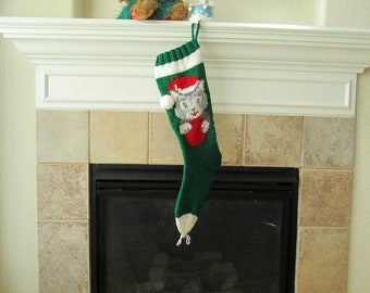 Personalized Hand-Knitted KITTEN Christmas Stocking