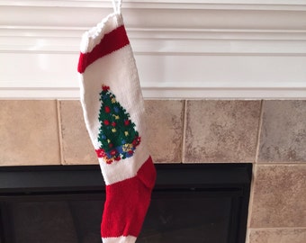 Personalized Hand-Knitted CHRISTMAS TREE Stocking