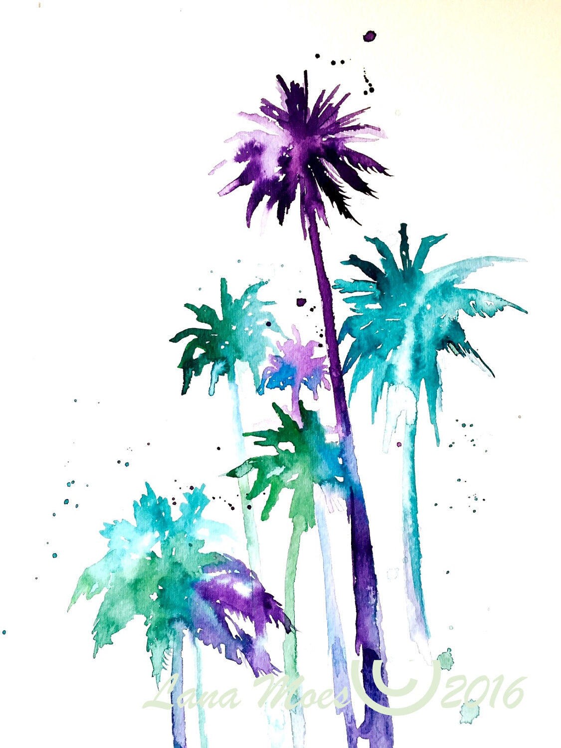 Tropical Palm Trees Watercolors Painting Travel illustration | Etsy