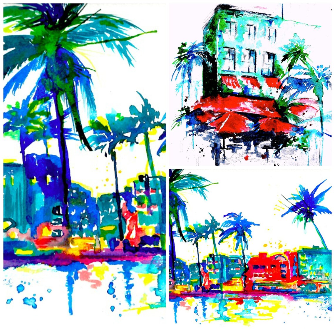 Art Deco Miami Travel Print Original Watercolor Painting Etsy