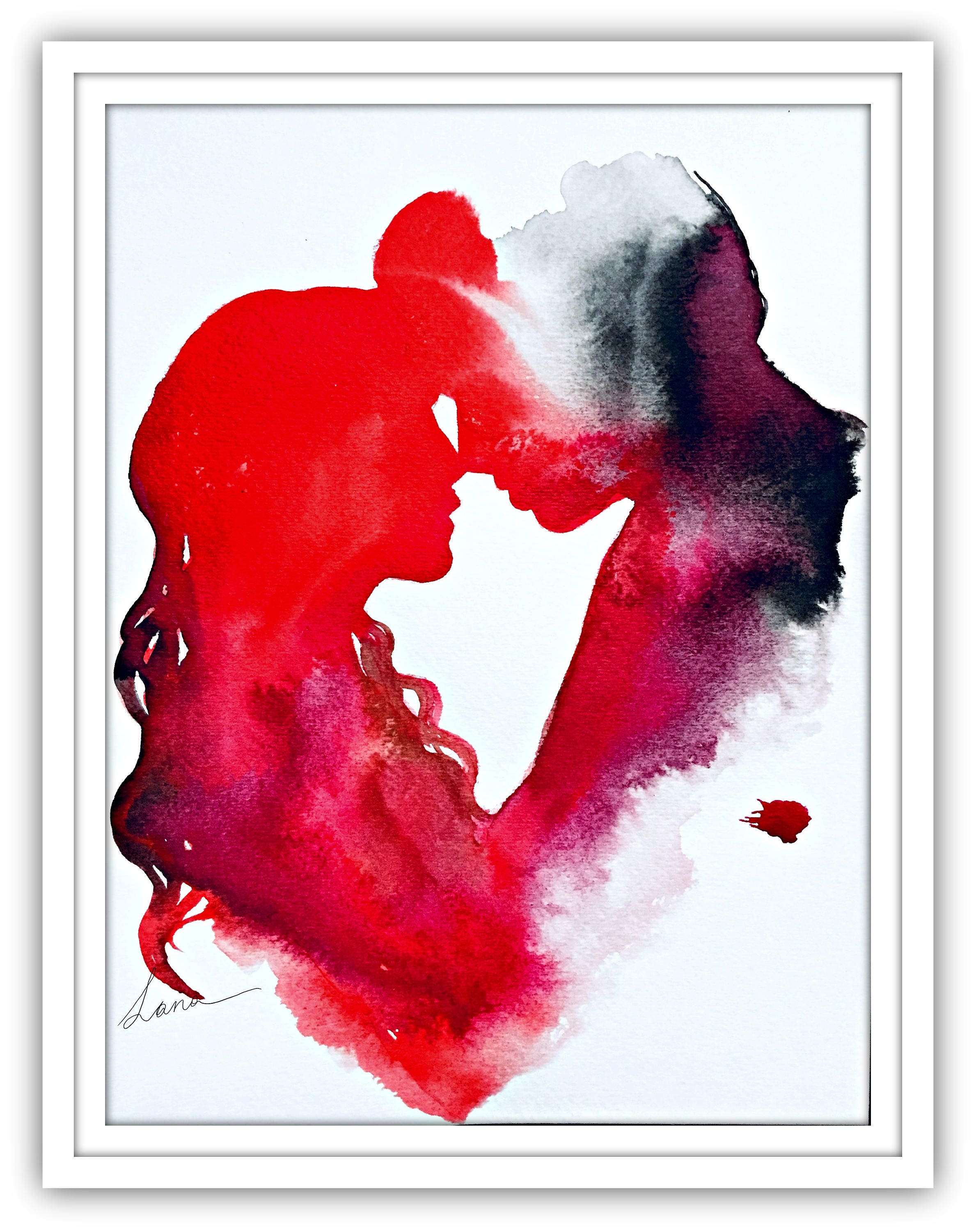 Romantische Aquarell Liebe Kunstdruck Sweet Home romantische Etsy