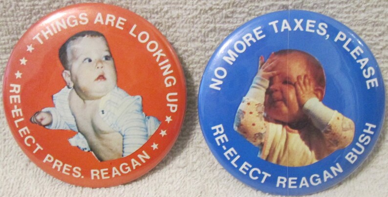 Ronald ReaganGeorge Bush Re-Elect for President two different 3 pins