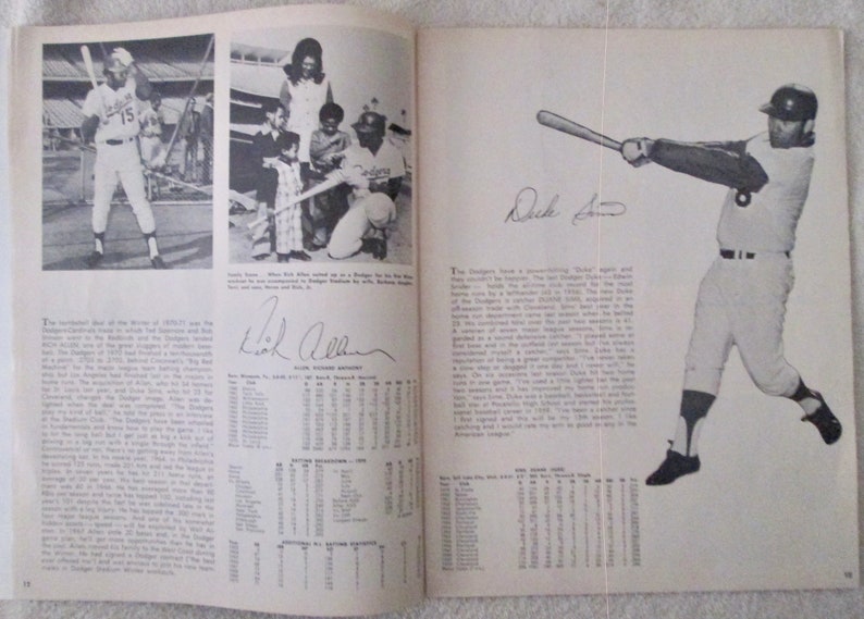 Dodgers 1971 Yearbook with autographs excellent plus condition