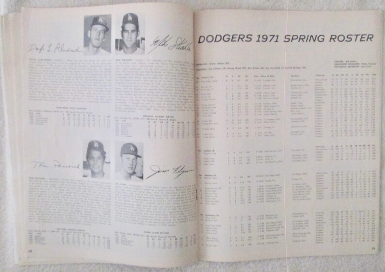 Dodgers 1971 Yearbook with autographs excellent plus condition