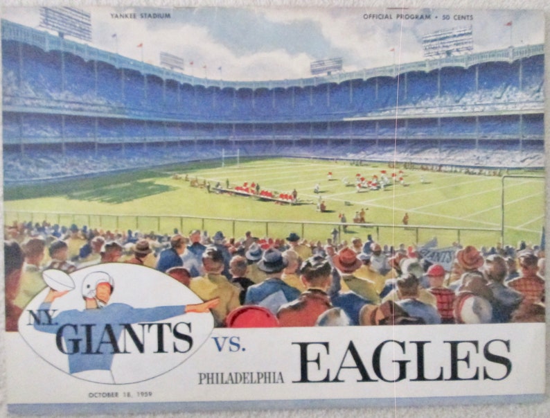 Official 1959 New York Giants 3 different football programs excellent condition