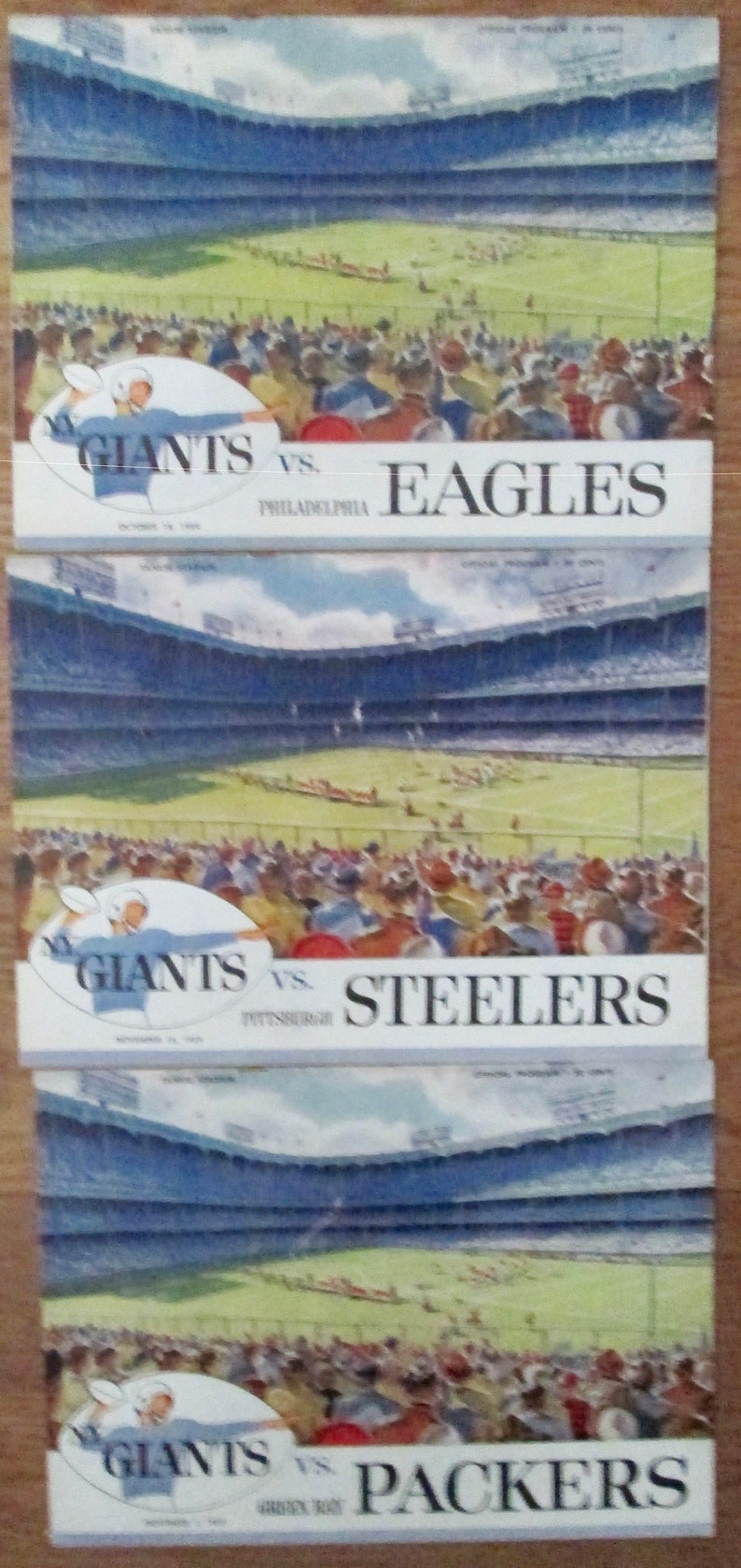 Official 1959 New York Giants 3 different football programs excellent condition