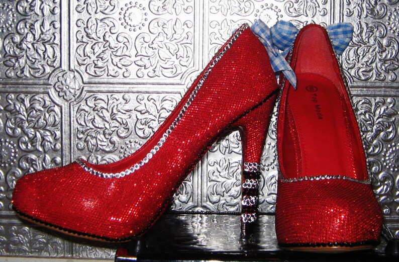 Wizard of oz ruby red high heel shoes with rhinestones and Etsy