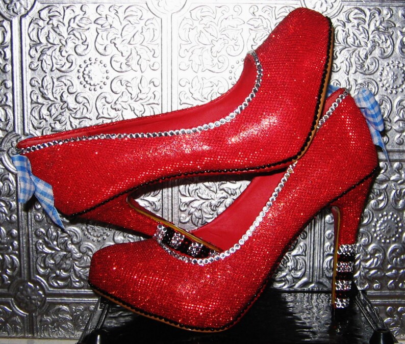 Wizard of oz ruby red high heel shoes with rhinestones and Etsy