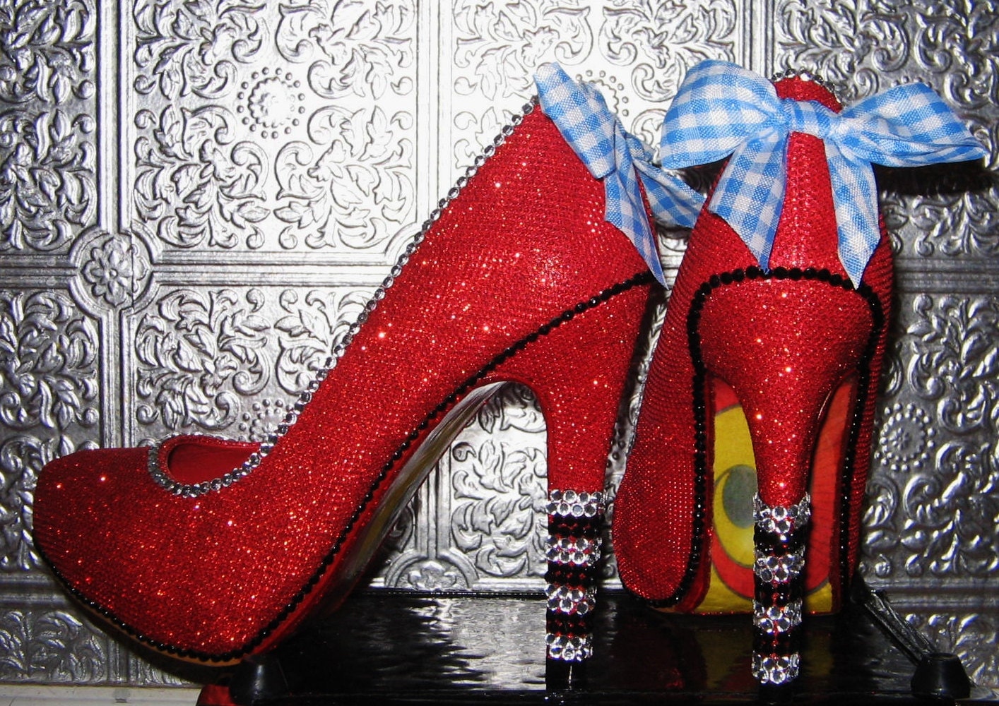 Wizard of oz ruby red high heel shoes with rhinestones and Etsy