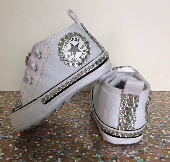 Baby Converse Christening Shoes Converse Crib Shoes Bling Etsy