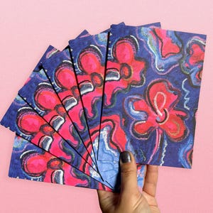 Postcard Pack (6 postcards), folded postcards, bold flowers with texture, postcard set, art postcard set