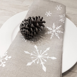 Pure Linen modern Christmas napkins  handmade   / Christmas cloth napkins / Dinner linen napkins/ Holiday table decor