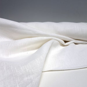 White  Linen Flax Fabric. Soft linen Fabric by the yard , by the meter. Width   150  cm / 59 inch