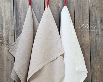 Kitchen towels. Organic Linen tea towels. Soft white gray dishtowels. Pure natural linen towels. Spa towels.