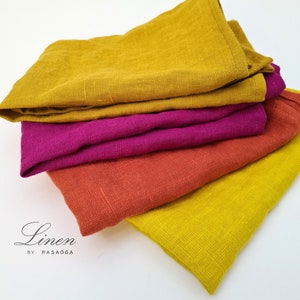 Linen towels. Fuchsia linen. Gift linen towels. Orange , Yellow, pink fuchsia, zero waste linen hand towel. Dish cloth. image 6