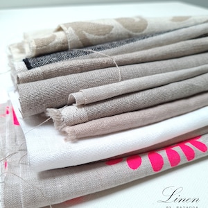 Linen fabric scraps bundle /  11 linen fabric remnants /  linen fabric pack / Quilting scraps / natural Linen supplies / Sewing fabric.