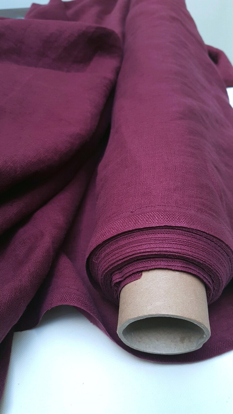 Linen flax fabric by the yard meter. Red linen fabric. Etsy