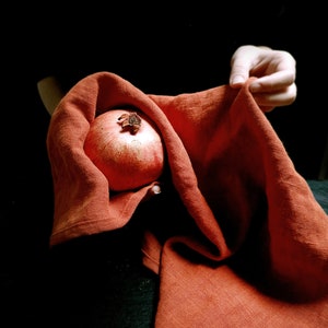 Linen towels. Fuchsia linen. Gift linen towels. Orange , Yellow, pink fuchsia, zero waste linen hand towel. Dish cloth. image 7